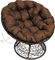 Кресло садовое M-Group Папасан пружинка / 12050405 (черный ротанг/коричневая подушка) - 