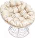 Кресло садовое M-Group Папасан 12020101 (белый ротанг/бежевая подушка) - 