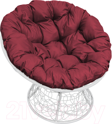 Кресло садовое M-Group Папасан 12020102 (белый ротанг/бордовая подушка)