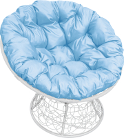 Кресло садовое M-Group Папасан 12020103 (белый ротанг/голубая подушка) - 