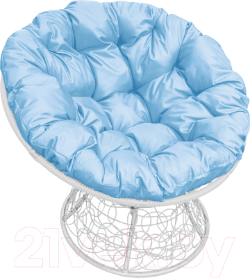 Кресло садовое M-Group Папасан 12020103 (белый ротанг/голубая подушка)