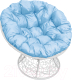 Кресло садовое M-Group Папасан 12020103 (белый ротанг/голубая подушка) - 