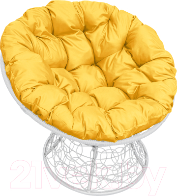 Кресло садовое M-Group Папасан 12020111 (белый ротанг/желтая подушка)