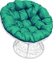 Кресло садовое M-Group Папасан 12020104 (белый ротанг/зеленая подушка) - 