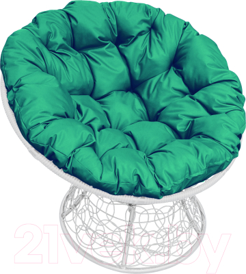 Кресло садовое M-Group Папасан 12020104 (белый ротанг/зеленая подушка)