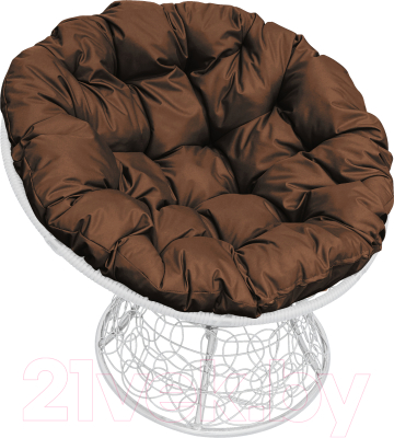 Кресло садовое M-Group Папасан 12020105 (белый ротанг/коричневая подушка)