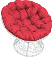 Кресло садовое M-Group Папасан 12020106 (белый ротанг/красная подушка) - 