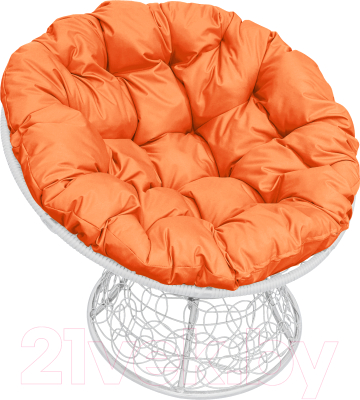 Кресло садовое M-Group Папасан 12020107 (белый ротанг/оранжевая подушка)