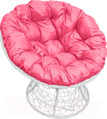 Кресло садовое M-Group Папасан 12020108 (белый ротанг/розовая подушка)