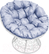 Кресло садовое M-Group Папасан 12020109 (белый ротанг/серая подушка) - 