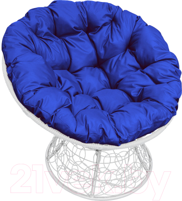 Кресло садовое M-Group Папасан 12020110 (белый ротанг/синяя подушка)