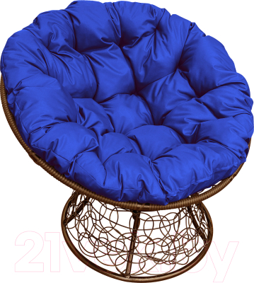 Кресло садовое M-Group Папасан 12020210 (коричневый ротанг/синяя подушка)