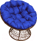 Кресло садовое M-Group Папасан 12020210 (коричневый ротанг/синяя подушка) - 