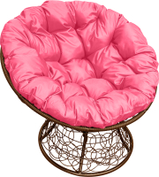 Кресло садовое M-Group Папасан 12020208 (коричневый ротанг/розовая подушка) - 