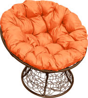 Кресло садовое M-Group Папасан 12020207 (коричневый ротанг/оранжевая подушка) - 