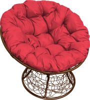 Кресло садовое M-Group Папасан 12020206 (коричневый ротанг/красная подушка) - 