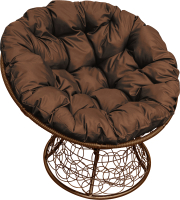 Кресло садовое M-Group Папасан 12020205 (коричневый ротанг/коричневая подушка) - 