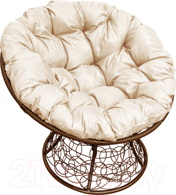 Кресло садовое M-Group Папасан 12020201 (коричневый ротанг/бежевая подушка)