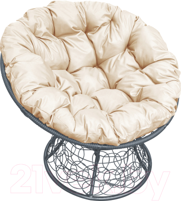 Кресло садовое M-Group Папасан 12020301 (серый ротанг/бежевая подушка)
