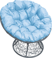 Кресло садовое M-Group Папасан 12020303 (серый ротанг/голубая подушка) - 