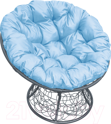 Кресло садовое M-Group Папасан 12020303 (серый ротанг/голубая подушка)