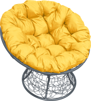Кресло садовое M-Group Папасан 12020311 (серый ротанг/желтая подушка) - 