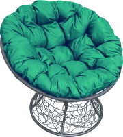 Кресло садовое M-Group Папасан 12020304 (серый ротанг/зеленая подушка) - 