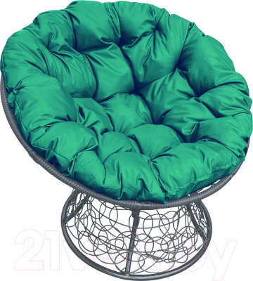 Кресло садовое M-Group Папасан 12020304 (серый ротанг/зеленая подушка)