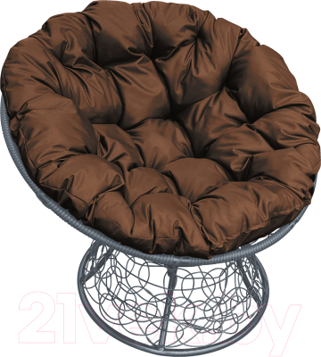 Кресло садовое M-Group Папасан 12020305 (серый ротанг/коричневая подушка)