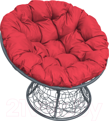 Кресло садовое M-Group Папасан 12020306 (серый ротанг/красная подушка)