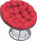 Кресло садовое M-Group Папасан 12020306 (серый ротанг/красная подушка) - 