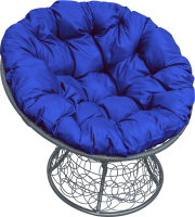 Кресло садовое M-Group Папасан 12020310 (серый ротанг/синяя подушка) - 