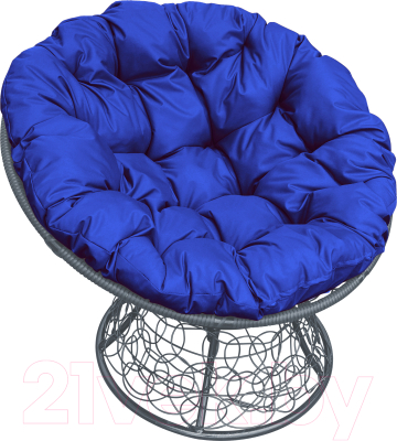 Кресло садовое M-Group Папасан 12020310 (серый ротанг/синяя подушка)