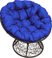 Кресло садовое M-Group Папасан 12020410 (черный ротанг/синяя подушка) - 