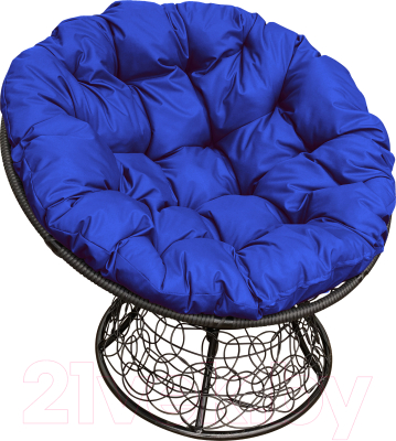 Кресло садовое M-Group Папасан 12020410 (черный ротанг/синяя подушка)