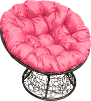 Кресло садовое M-Group Папасан 12020408 (черный ротанг/розовая подушка) - 