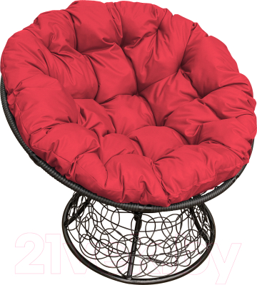 Кресло садовое M-Group Папасан 12020406 (черный ротанг/красная подушка)