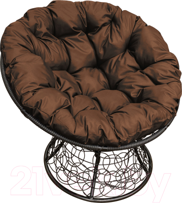 Кресло садовое M-Group Папасан 12020405 (черный ротанг/коричневая подушка)