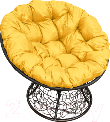 Кресло садовое M-Group Папасан 12020411 (черный ротанг/желтая подушка)