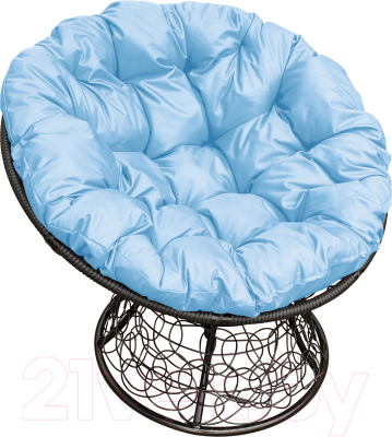 Кресло садовое M-Group Папасан 12020403 (черный ротанг/голубая подушка)