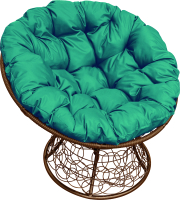 Кресло садовое M-Group Папасан 12020204 (коричневый ротанг/зеленая подушка) - 