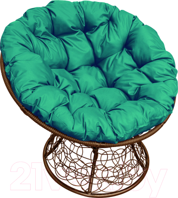 Кресло садовое M-Group Папасан 12020204 (коричневый ротанг/зеленая подушка)