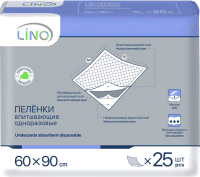 Набор пеленок одноразовых впитывающих LINO 60x90 (25шт) - 