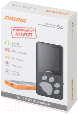 MP3-плеер Digma S4 8GB (черный/серый)