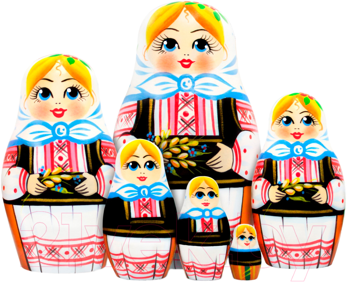 Матрешка сувенирная Брестская Фабрика Сувениров В белорусской вышиванке и с колосками / 6046