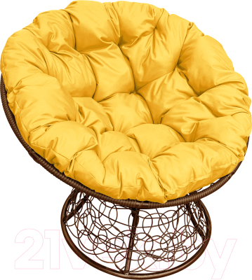 Кресло садовое M-Group Папасан 12020211 (коричневый ротанг/желтая подушка)