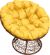 Кресло садовое M-Group Папасан 12020211 (коричневый ротанг/желтая подушка) - 