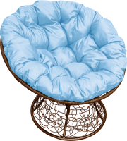 Кресло садовое M-Group Папасан 12020203 (коричневый ротанг/голубая подушка) - 