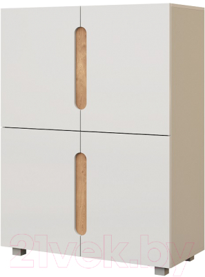 Тумба Мебель-КМК 4Д Шанталь 0955.3 (белый бриллиант/навара/белый глянец)