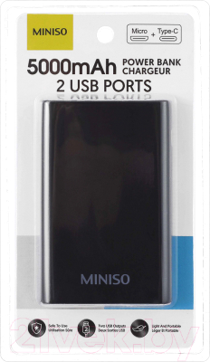 Портативное зарядное устройство Miniso Power Bank 5000mAh с двумя USB / 1087